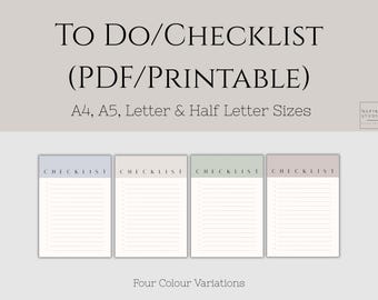 To Do List Printable | Minimalist Checklist PDF | Task List A4 A5 - Etsy UK