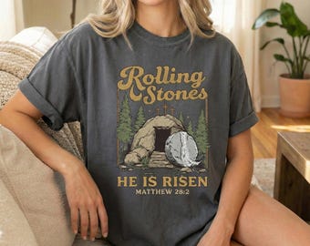 He Is Risen Rolling Stones T-Shirt: Christian Easter Apparel