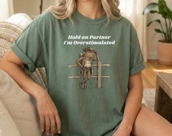 Overstimulated Capybara Western Shirt: Hold On Partner Graphic Tee