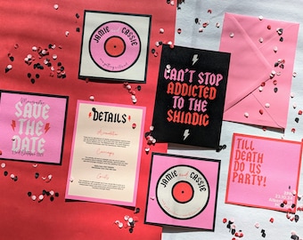 Rock 'n' Roll Star Sample Pack - Rock n Roll Wedding Invites | Quirky Wedding | Alternative Wedding | Alternative Couple | Cool AF Wedding