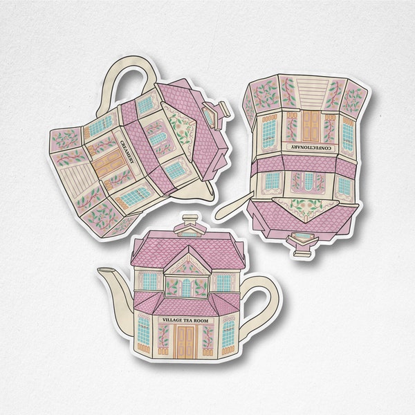 Lenox Spice Village Sticker set | Village tea room | Confectionary | Creamery | Lenox china | cottage core |