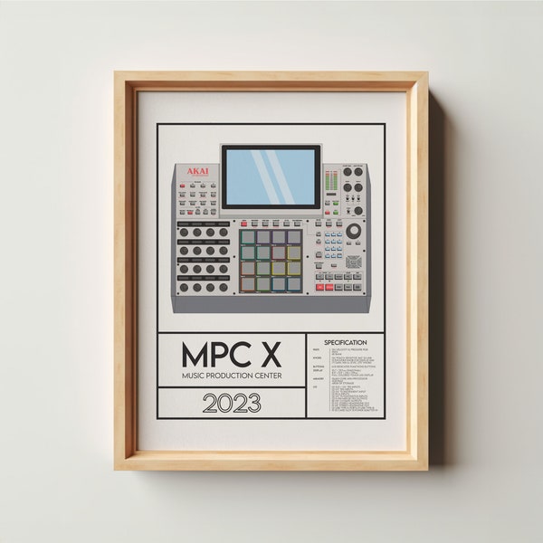 Akai MPC X Special Edition Poster | Music Producer Gift | Music Studio | Midi Controller | Music Art Work | Mpc One Stand | Mpc live 2