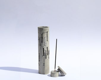 Concrete Incense Holder Set: 3-Piece Brutalist Style Home Decor