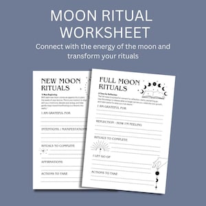 Lunar Ritual Worksheet Set: New & Full Moon Manifestation Journal (PDF Downloadable)