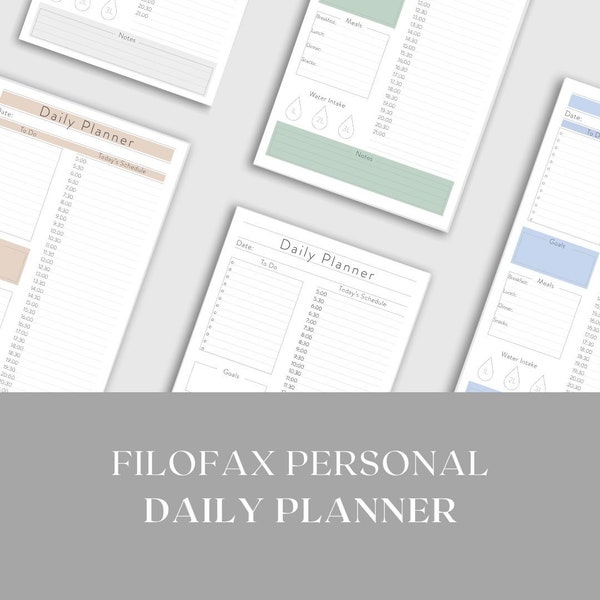 Personal Daily Planner, Daily Organiser, Productivity Planner, Half hour schedule, Filofax Personal, Productivity, Daily To Do List