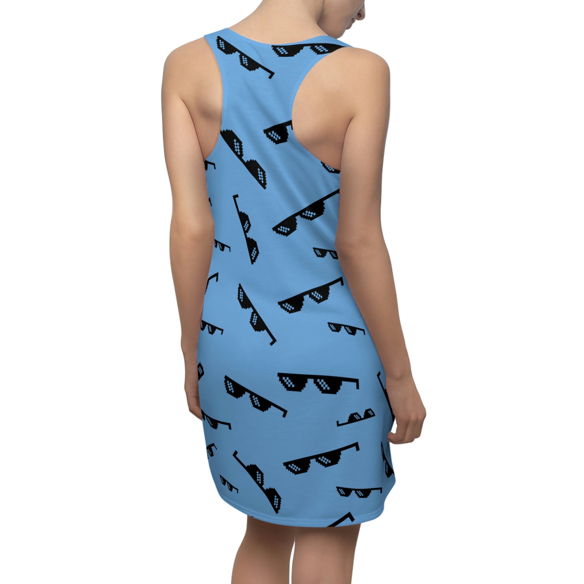 Light Blue Sunglasses Women's Cut & Sew Racerback Dress