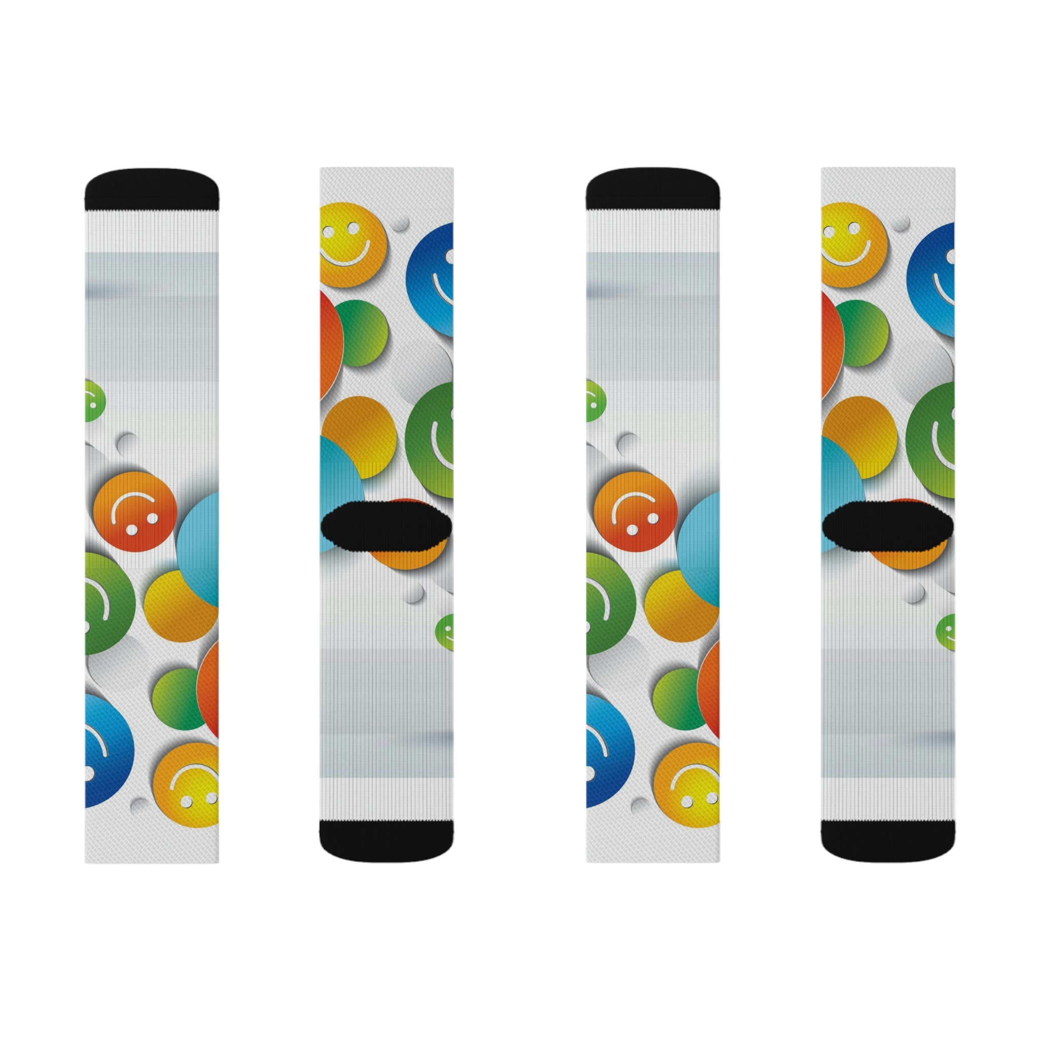 Smiley face, rainbow themed Sublimation Socks