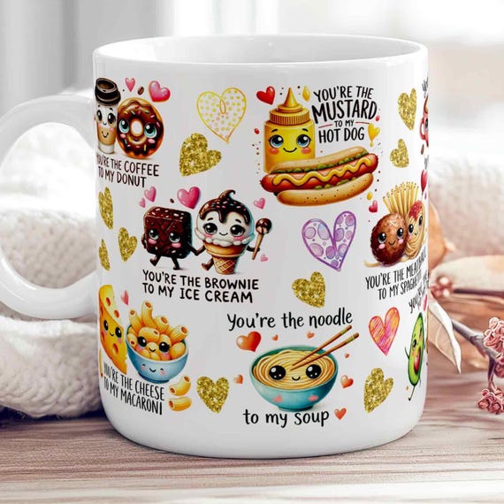 Valentine's Day Mug Wrap, Funny Couples Valentine Coffee Mug Sublimation Design PNG, Digital Download