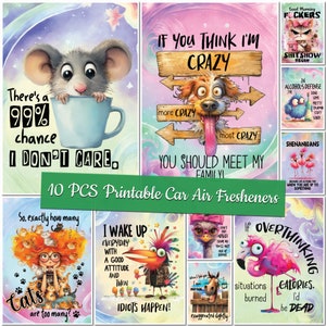 Printable Sarcasm Car Air Freshener Templates Sarcastic Sublimation Designs Custom Design Funny Air Freshener Bundle Funny Car Freshners
