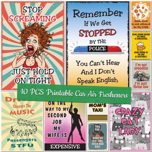 Printable Sarcasm Car Air Freshener Templates Sarcastic Sublimation Designs Custom Design Funny Air Freshener Bundle Funny Car Freshners