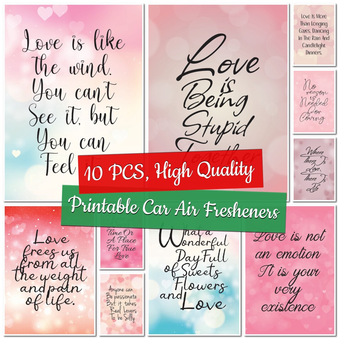 Printable Love Quotes Car Air Freshener Templates Digital Sublimation ...