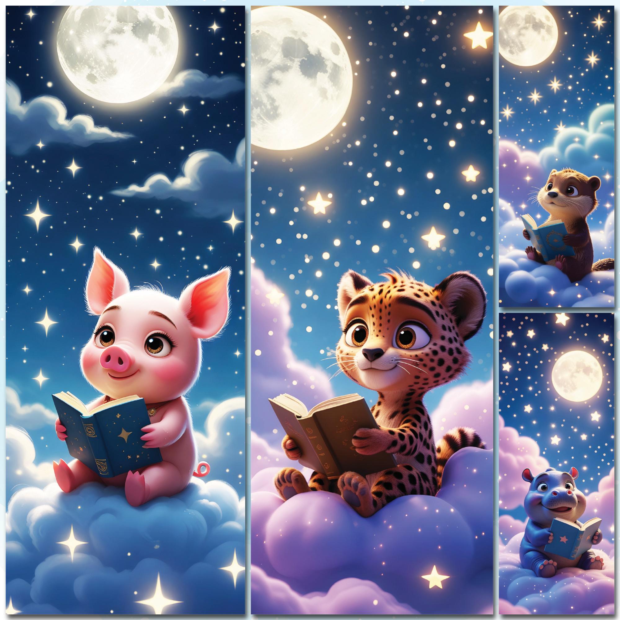 24 Pcs Printable Cute Animal Bookmark Set for Children Digital Chibi ...