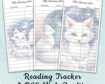 Digital Reading Tracker Bookmark Templates Printable Book Tracker Bookmark Set Digital Reading Log Bookmark Winter Animal Book Log Bundle