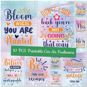 Motivation Quotes Car Air Freshener Bundle Motivation Air Freshener Templates Digital Motivation Car Hangings Car Air Freshies