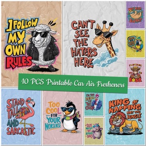 Printable Sarcasm Car Air Freshener Templates Sarcastic Sublimation Designs Custom Design Funny Air Freshener Bundle Funny Car Freshners