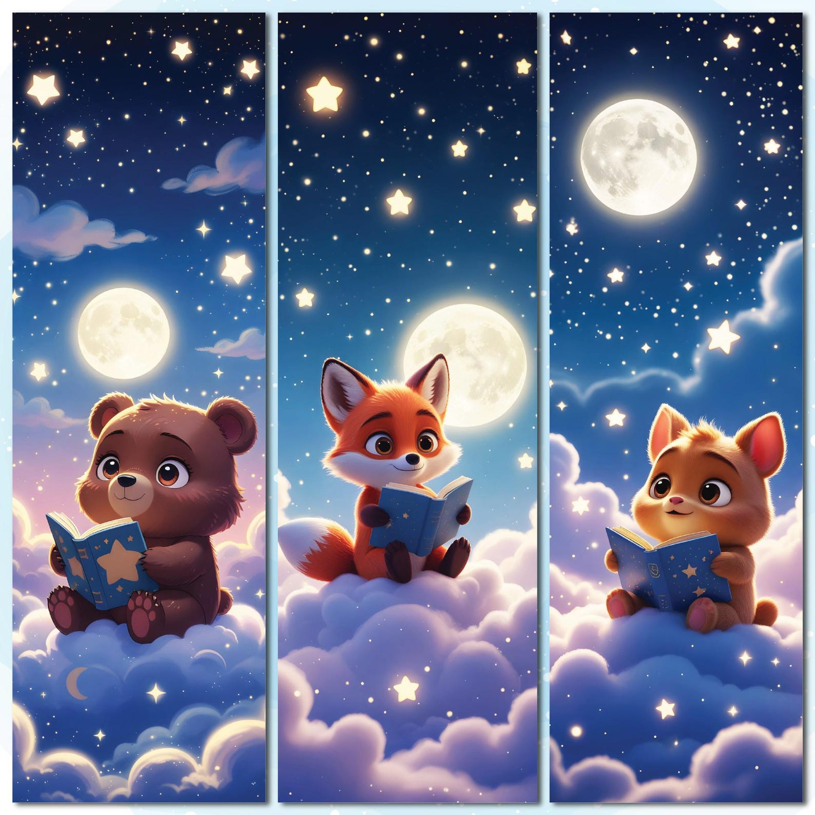 24 Pcs Printable Cute Animal Bookmark Set for Children Digital Chibi ...