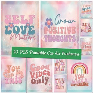 Paquete de ambientadores para coche con frases motivadoras Plantillas de ambientadores motivadores Adornos digitales para coche con frases motivadoras Ambientadores para coche con frases motivadoras