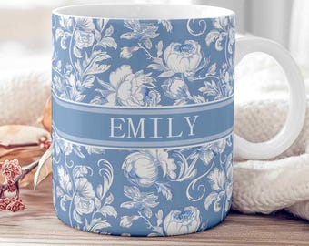 Chinoiserie Customizable Names Mug  Wrap, 11 and 15 oz Personalized Coffee Cup Sublimation Design