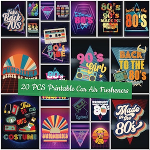 Printable 80s Car Air Freshener Templates 80s Sublimation Designs Custom Design Funny Air Freshener Bundle 80s Air Freshners 80s Designs