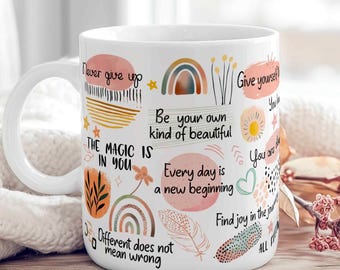 Daily Reminder Mug Wrap PNG, Positive Quote Coffee Mug Sublimation File