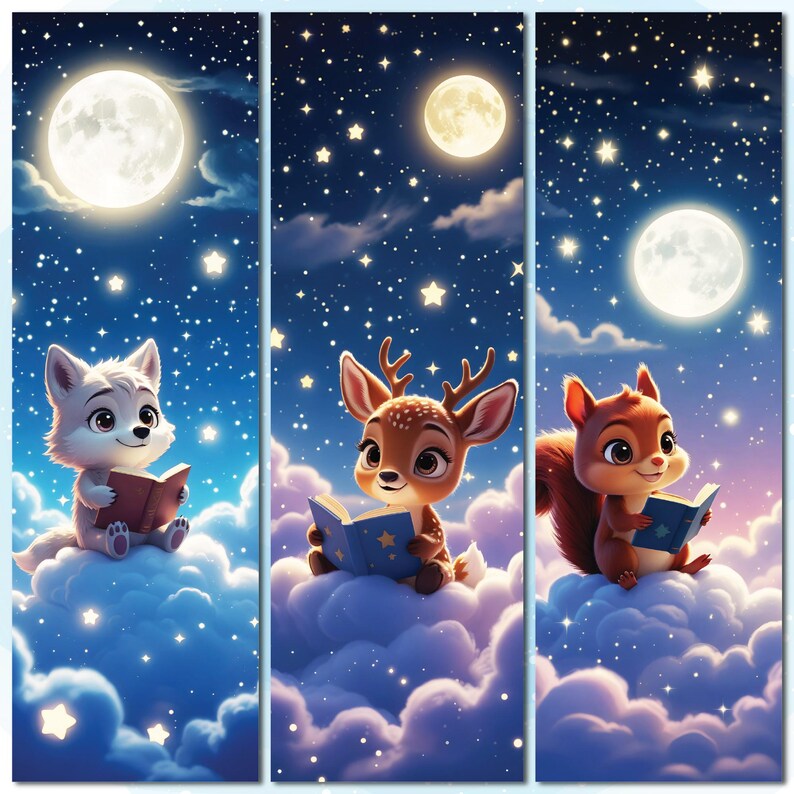 24 Pcs Printable Cute Animal Bookmark Set for Children Digital Chibi ...