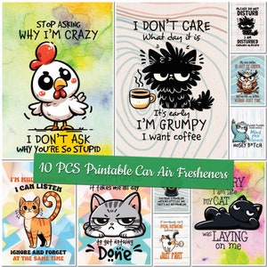 Printable Sarcasm Car Air Freshener Templates Sarcastic Sublimation Designs Custom Design Funny Air Freshener Bundle Funny Car Freshners