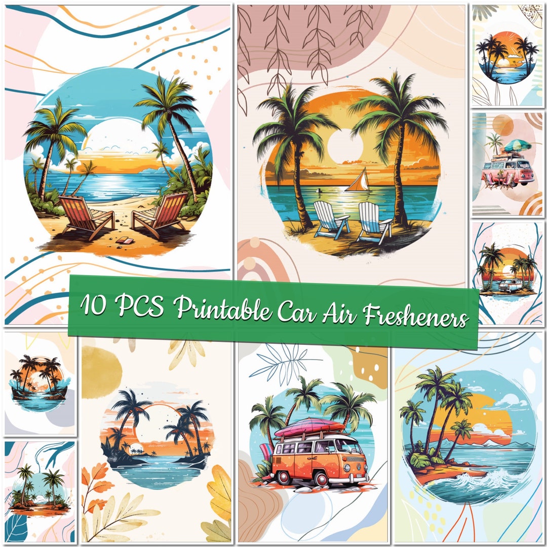 Printable Summer Car Air Freshener Templates Travel Sublimation Designs ...