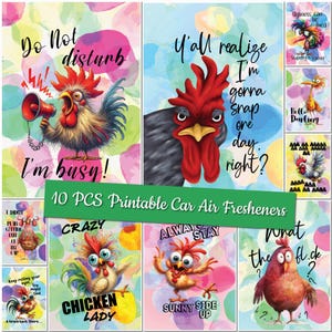 Printable Sarcasm Car Air Freshener Templates Sarcastic Sublimation Designs Custom Design Funny Air Freshener Bundle Funny Chicken Freshners