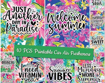 Paquete de ambientadores de verano para coche Ambientador floral para coche Diseño de sublimación Juego de ambientadores de verano para coche Plantillas de ambientadores navideños bonitos