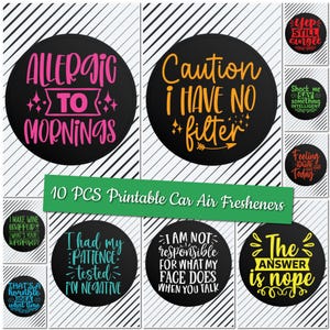 Printable Sarcasm Car Air Freshener Templates Sarcastic Sublimation Designs Custom Design Funny Air Freshener Bundle Funny Car Freshners