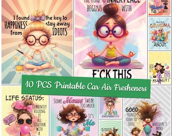 Printable Sarcasm Car Air Freshener Templates Sarcastic Sublimation Designs Custom Design Funny Women Air Freshner Bundle Cute Mom Freshies