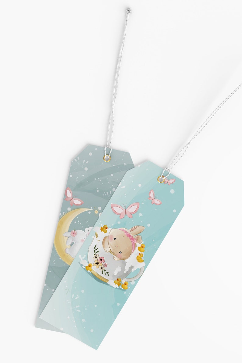 Printable Cute Bunny Bookmark Set for Children Cute Digital Chibi Bunny ...