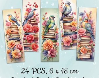 Modèles de marque-pages imprimables de livres vintage Livres empilés Lot de marque-pages numériques Marque-pages par sublimation Designs vintage Junk Journal Designs