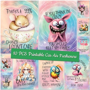 Printable Sarcasm Car Air Freshener Templates Sarcastic Sublimation Designs Custom Design Funny Air Freshener Bundle Funny Car Freshners