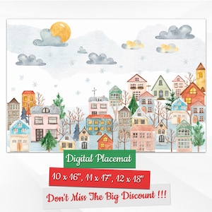 Aquarell Tischset Vorlage für Kinder Party Tischset Drucke Digitale Tischset Vorlage für Stoff, Papier oder PVC, Tischset Sublimationsdesign
