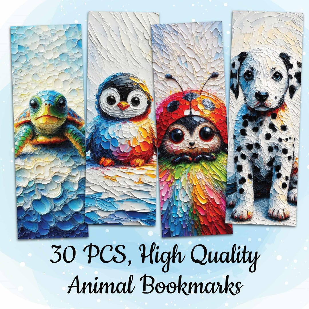 Printable Cute Animal Bookmark Set for Children Digital Chibi Animals ...