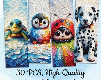 Printable Cute Animal Bookmark Set for Children Digital Chibi Animals Bookmark Bundle for Kids Cute Baby Animals Bookmark Sublimation Design