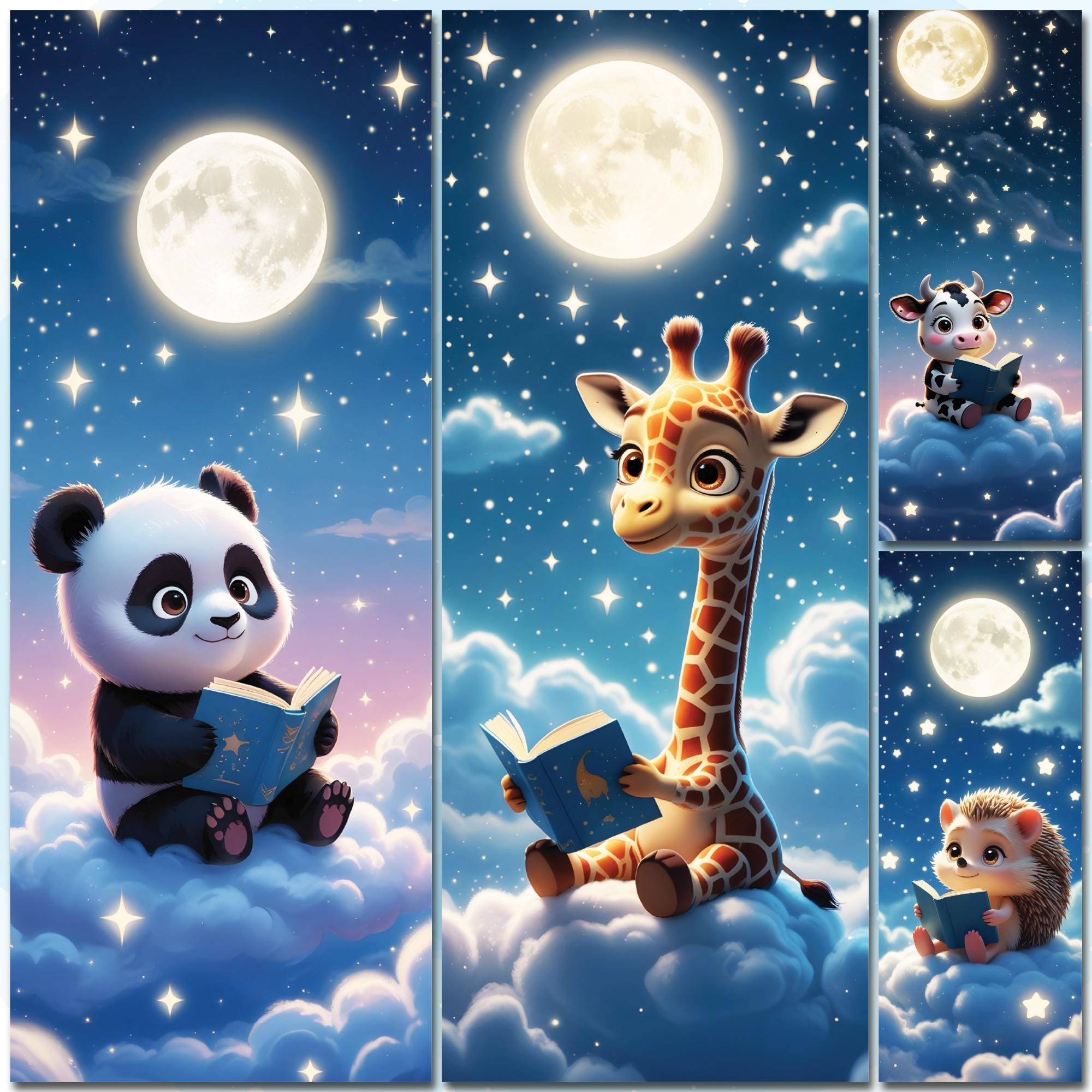 24 Pcs Printable Cute Animal Bookmark Set for Children Digital Chibi ...