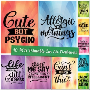 Printable Sarcasm Car Air Freshener Templates Sarcastic Sublimation Designs Custom Design Funny Quotes Air Freshener Bundle Car Freshies