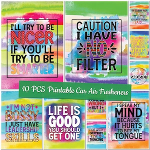 Printable Sarcasm Car Air Freshener Templates Sarcastic Sublimation Designs Custom Design Funny Air Freshener Bundle Funny Air Freshners