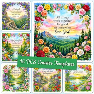 Può includere: Set di 18 modelli di sottobicchieri con citazioni ispiratrici e disegni floreali. Ogni sottobicchiere presenta un paesaggio diverso con fiori vibranti e messaggi edificanti dalla Bibbia. Perfetto per l'arredamento della casa o come regalo.