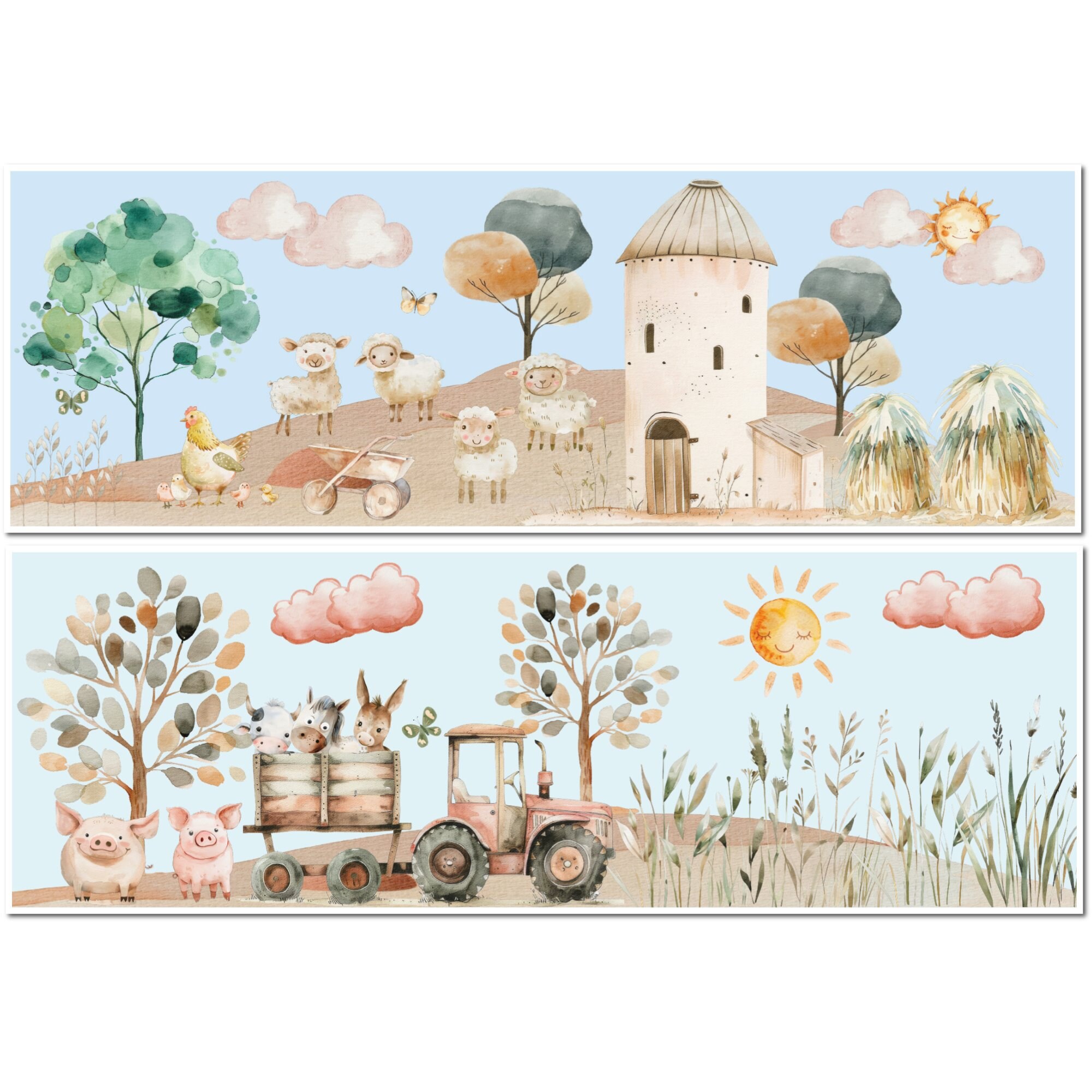 Farm Animals Bookmark Bundle for Children Watercolor Animals Bookmark ...