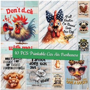 Printable Sarcasm Car Air Freshener Templates Sarcastic Sublimation Designs Custom Design Funny Animals Freshener Bundle Funny Air Freshies