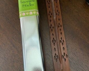 Soporte de incienso soporte de madera recortado decorativo y 40 varitas de incienso Jasmine Tea