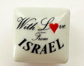 Joyero Porcelana "Con Amor Desde Israel" con tapa