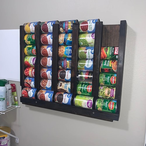 4 Row 36 Can Food Wall Storage Rack Etsy