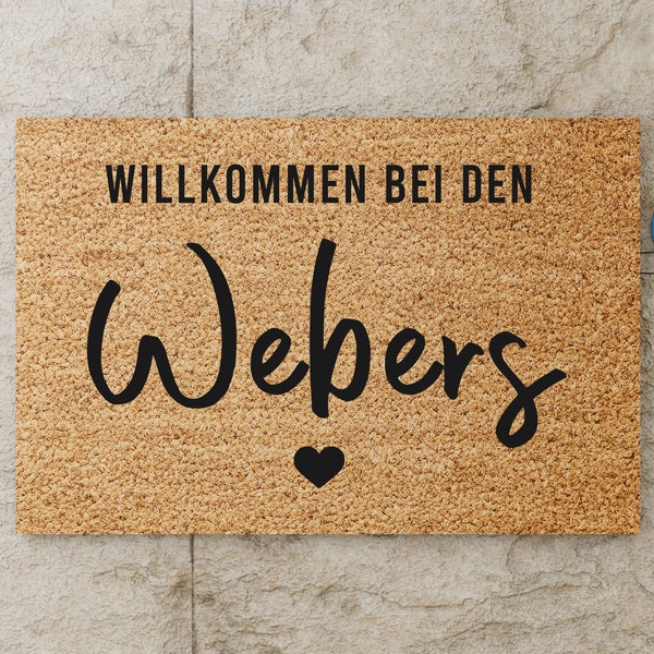 Personalisierbare Fußmatte mit Familienname | Kokosmatte | Einweihungsgeschenk | Türmatte Hochzeit