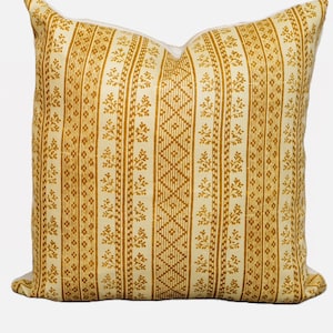Jasper fabric Dutch Stripe Saffron Pillow cover SELF PIPED