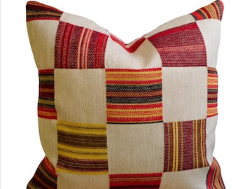 Studio Ashby Patch IN Vermillion/single or double sided/ fabric pillow cover/Made to order