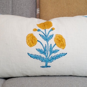 Molly Mahon block print pillow cover  Schumacher Poppy Block